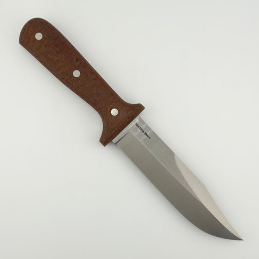 Knife with a brown handle on a white background