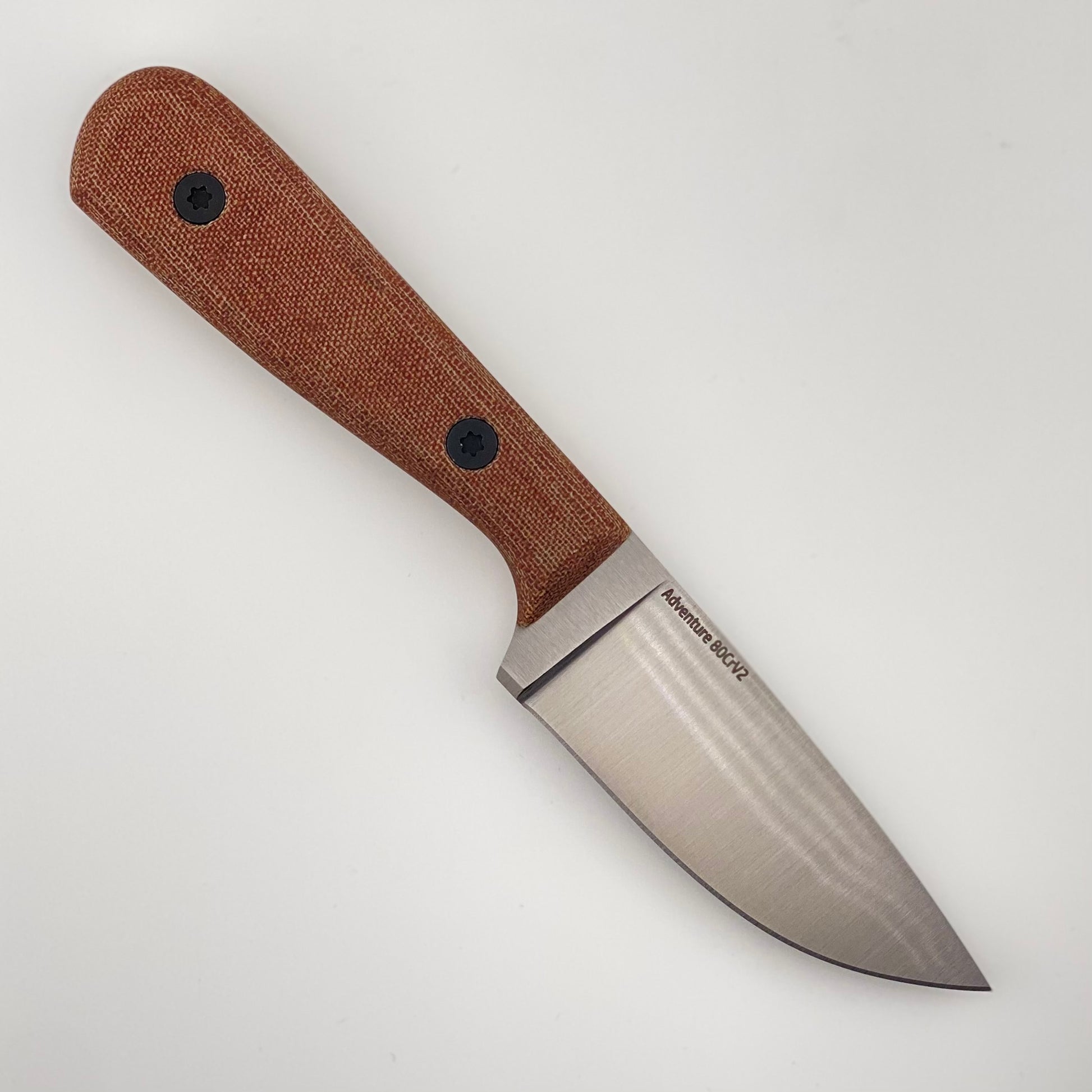 Knife with a brown handle on a white background