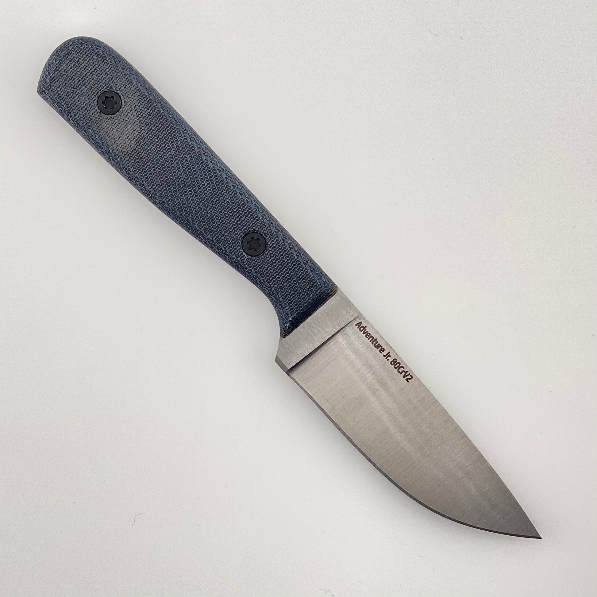 Knife with a blue handle on a white background