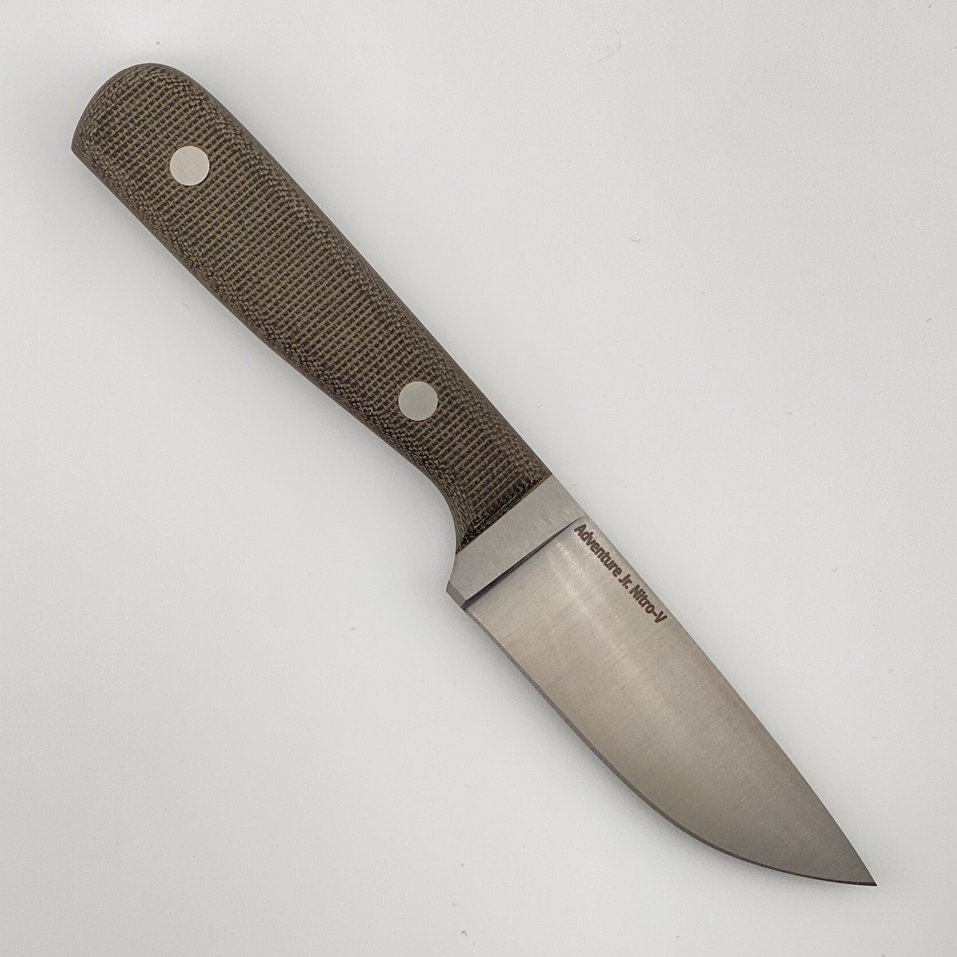 Knife with a dark green handle on a white background