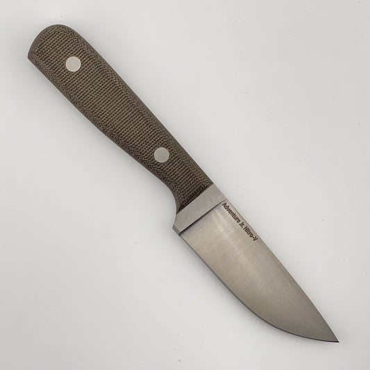 Knife with a dark green handle on a white background