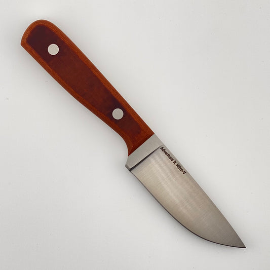 Knife with a brown handle on a white background