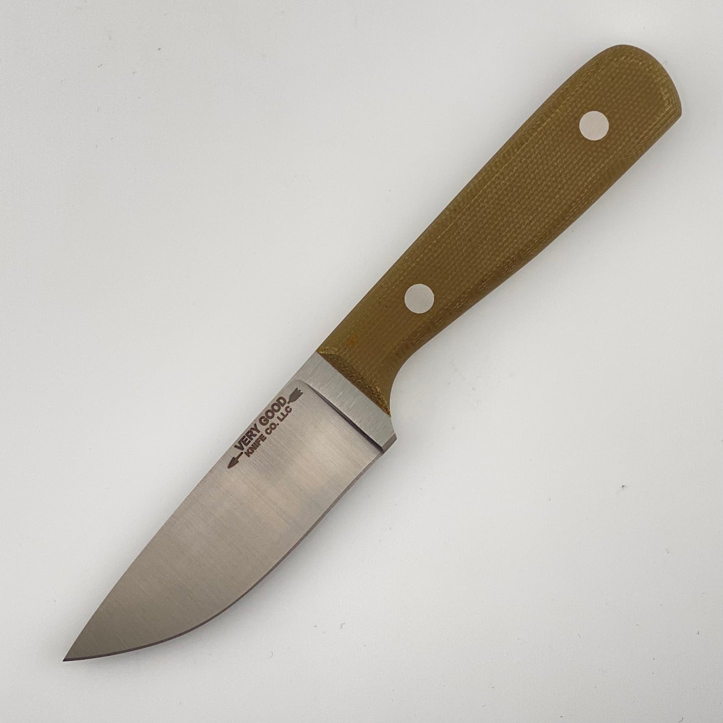 Knife with a green handle on a white background