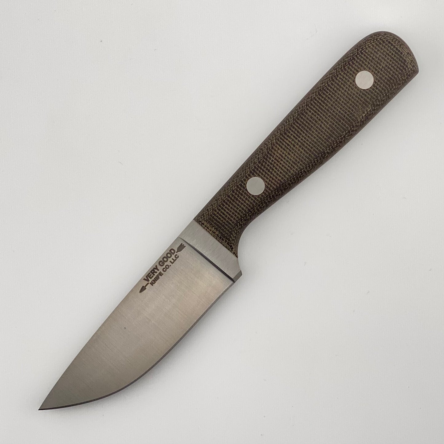 Knife with a dark green handle on a white background