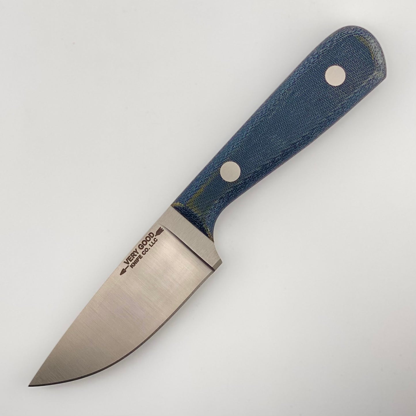 Knife with a blue handle on a white background