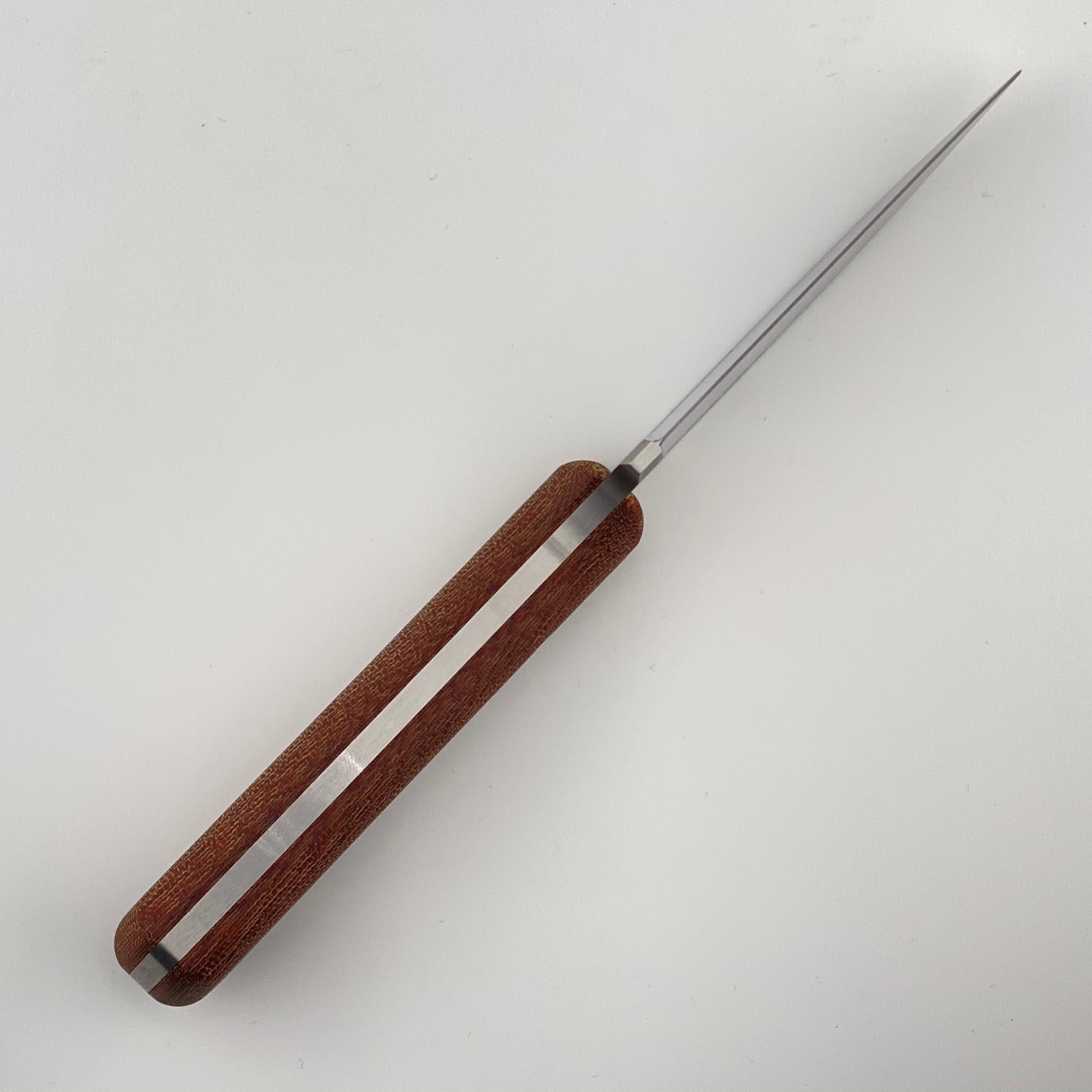 Knife with brown handle on white background