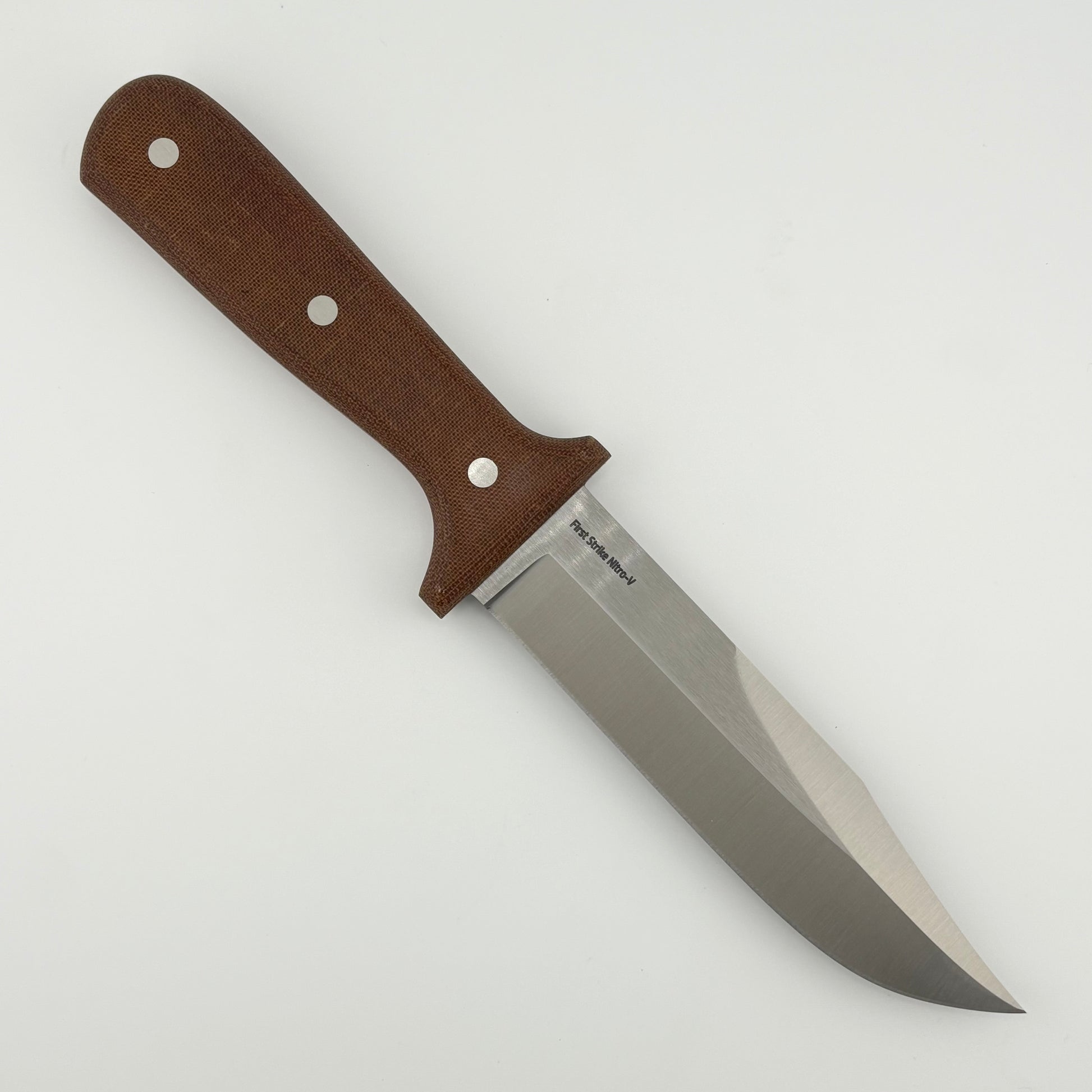 Knife with a brown handle on a white background