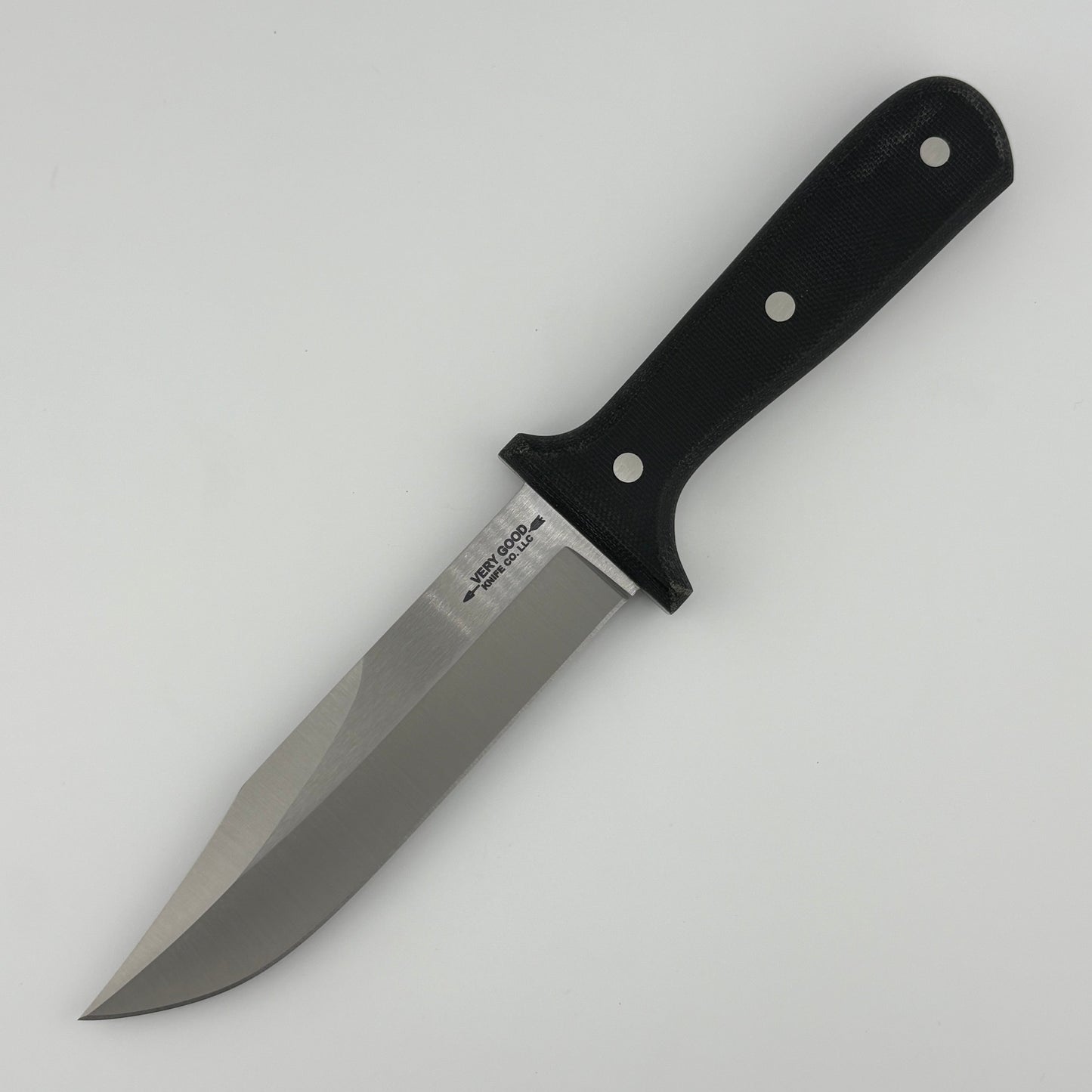 Knife with a black handle on a white background