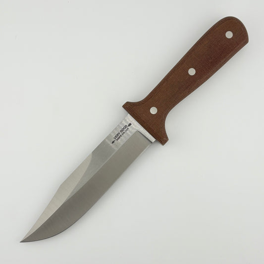 Knife with a brown handle on a white background