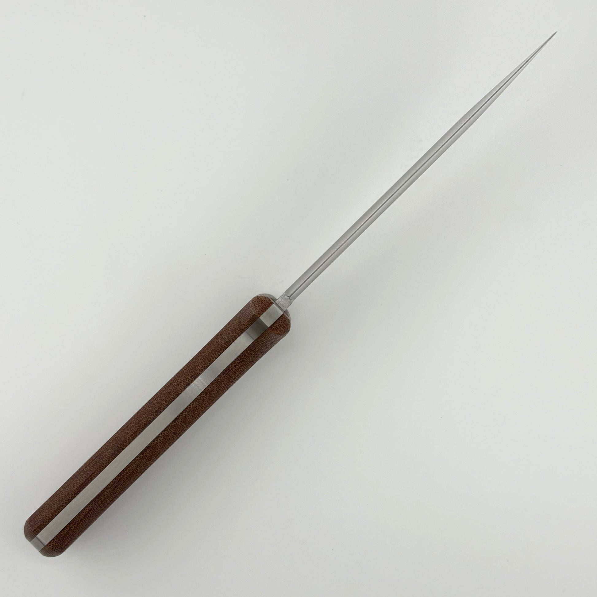 Knife with brown handle on white background