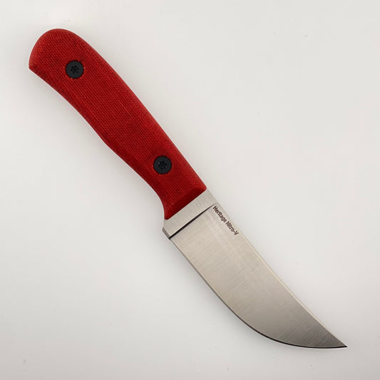 Knife with a red handle on a white background