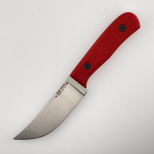 Knife with a red handle on a white background