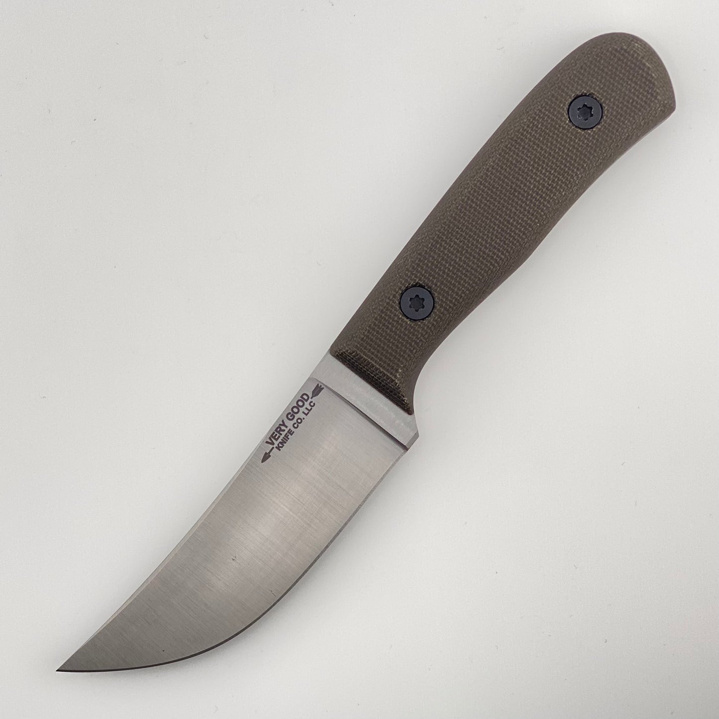 Knife with a dark green handle on a white background