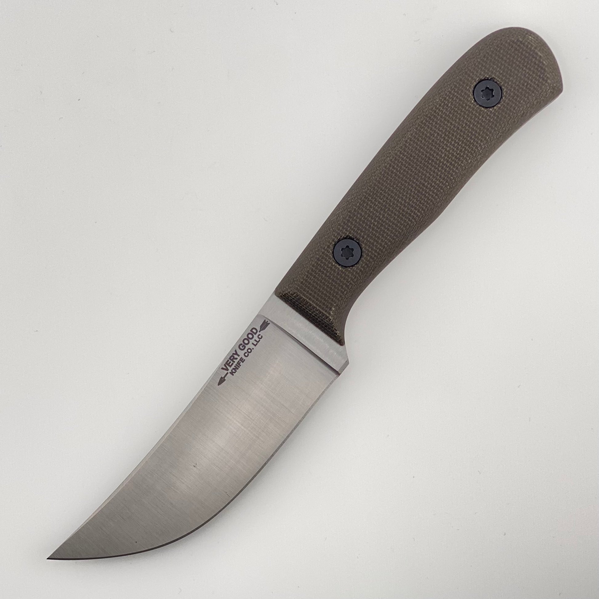 Knife with a dark green handle on a white background