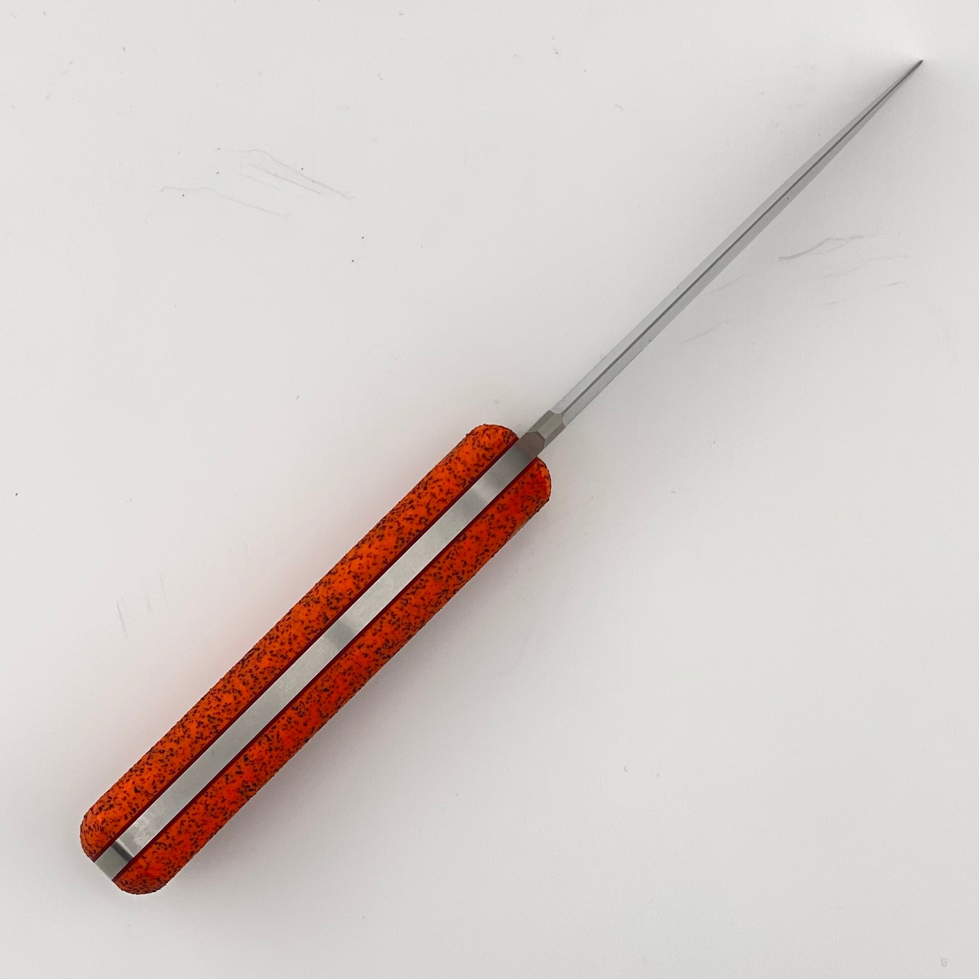 Knife with a orange handle on a white background