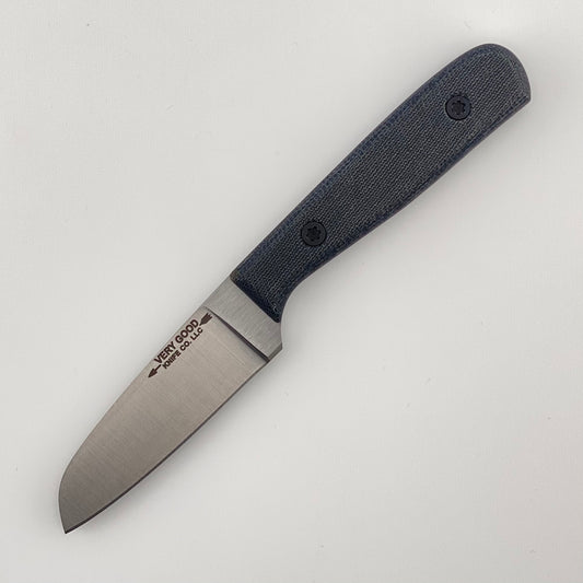 Knife with a denim blue handle on a white background