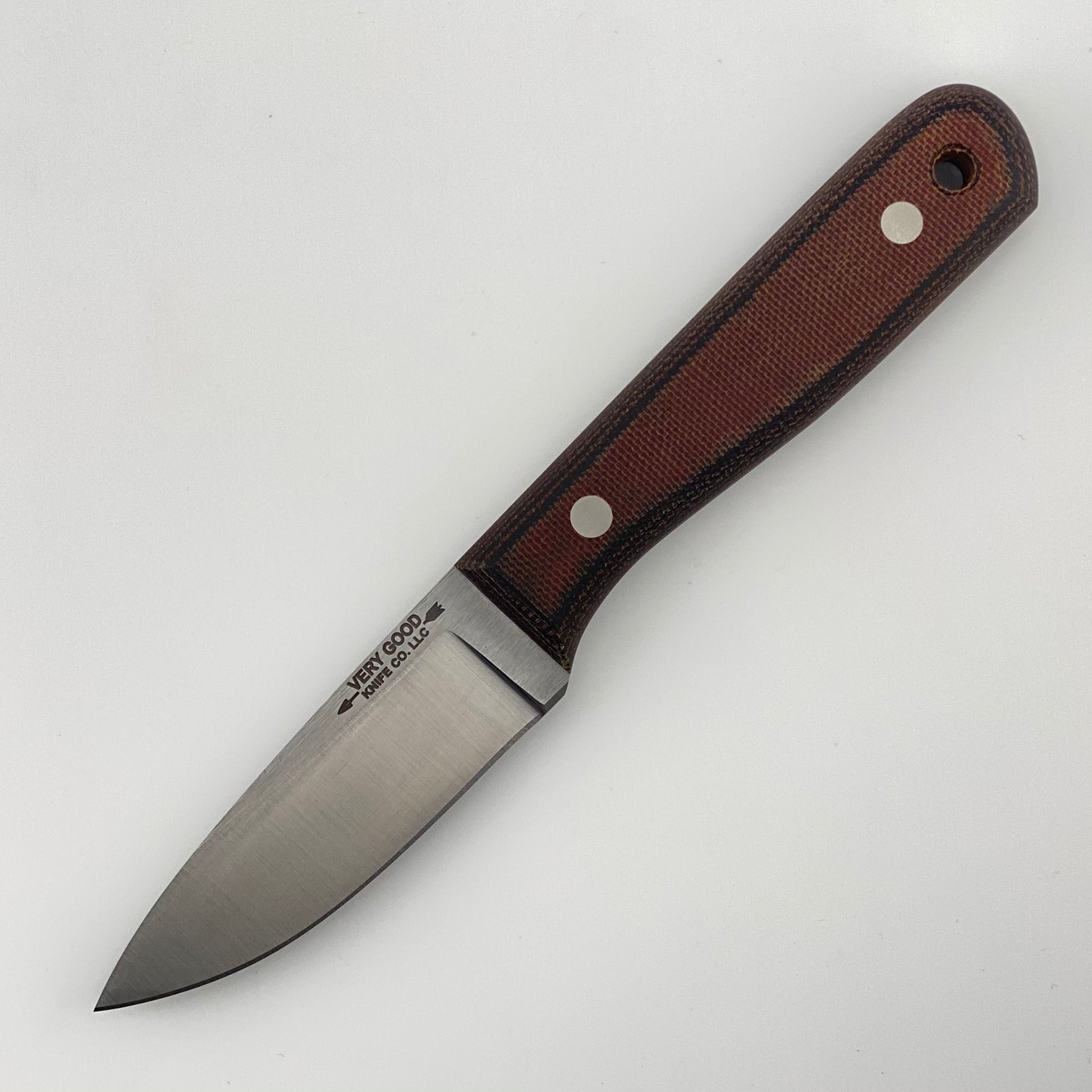 Knife with a brown handle on a white background