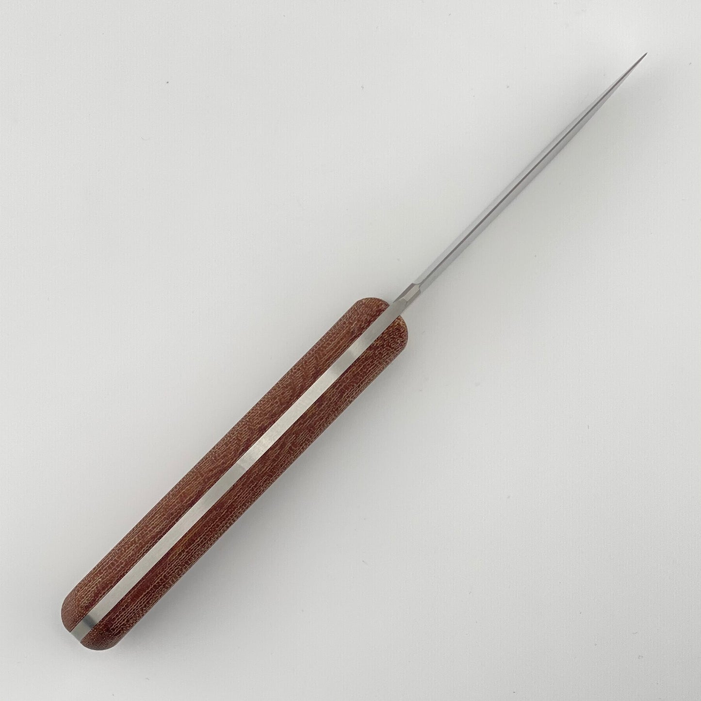 Fixed blade knife with brown handle on white background