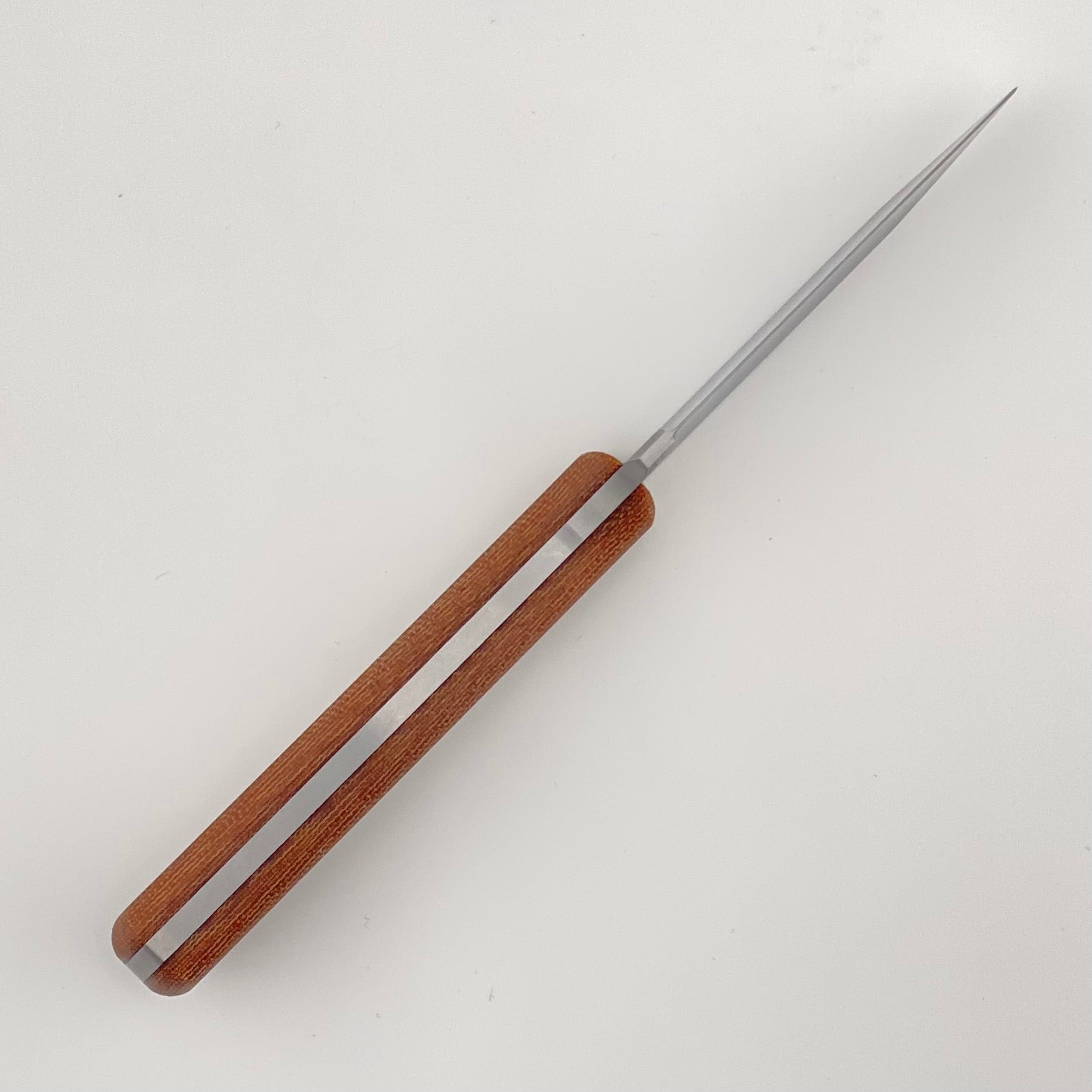 Fixed blade knife with brown handles on a white background
